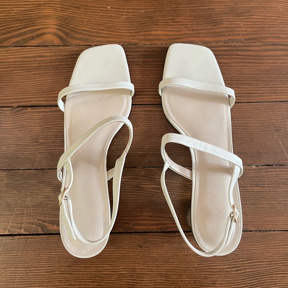 🟩 Charles & Keith Metallic Cone Heel Slingback Sandals - Chalk - Picture 7 of 8